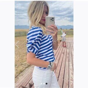 Buru Sivas Top Blue White Striped Size S Classic Preppy Nautical